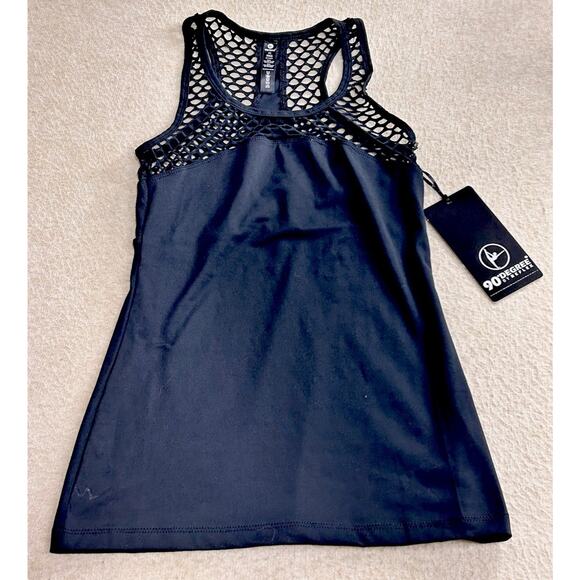 90 Degree By Reflex Black Mesh Tank Top Sz XS Racer-Back Moisture Wick Athletic - Picture 5 of 5